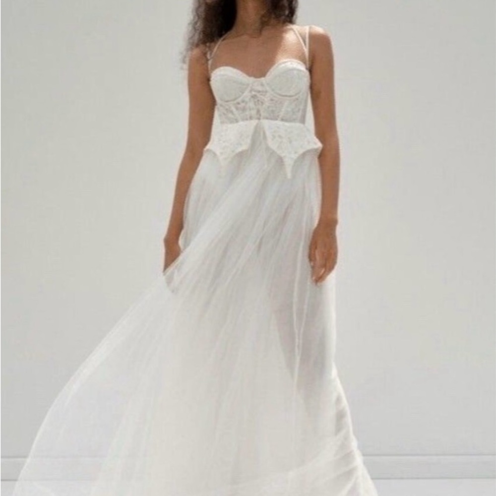 For Love & Lemons Lily Bridal Dress S White Corset Tulle Maxi Ethereal Fairy
